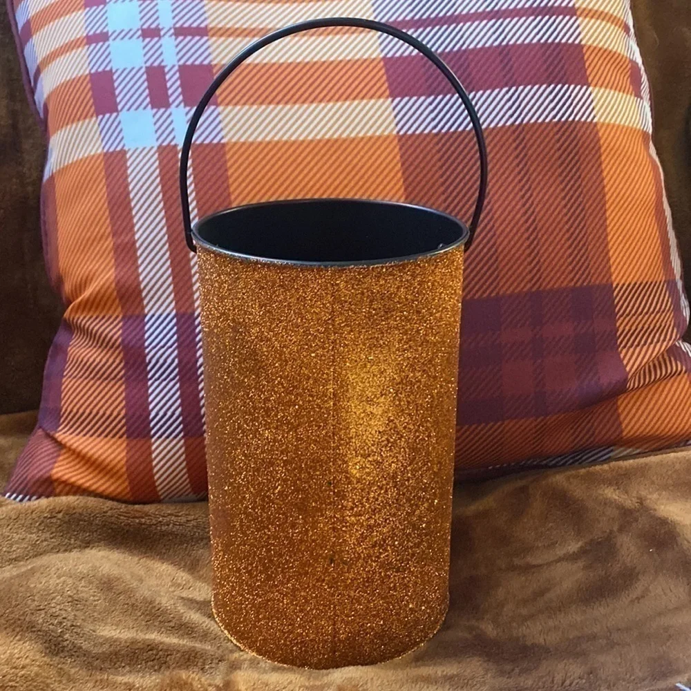 NWT METAL OBLONG SPARKLY JACK O LANTERN BUCKET
